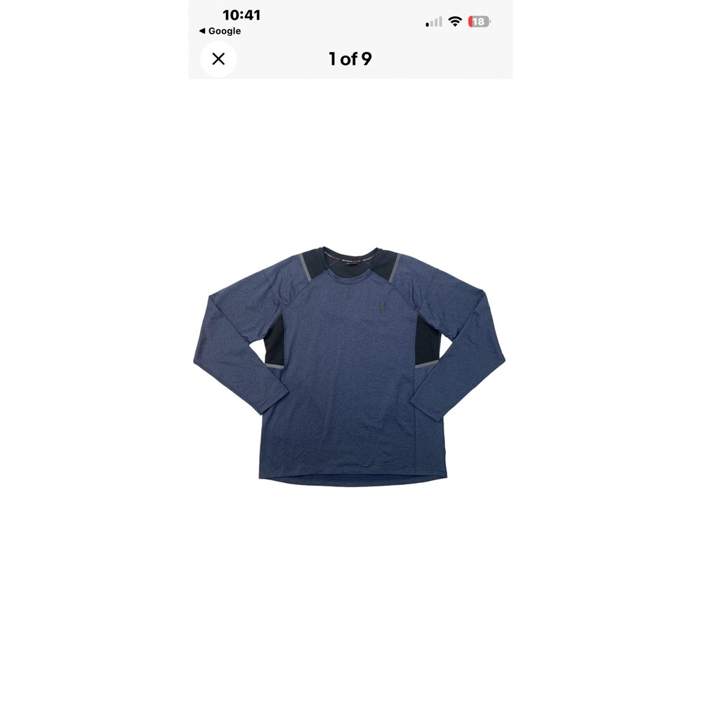Spyder Active Men's Blue Heathered Long Sleeve Athletic Training Shirt‎ M